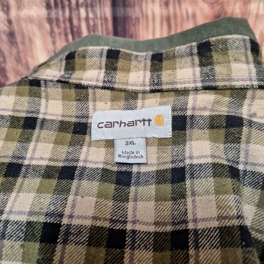 Carhartt Olive Vintage Flannel Lined Mens Size 3XL.